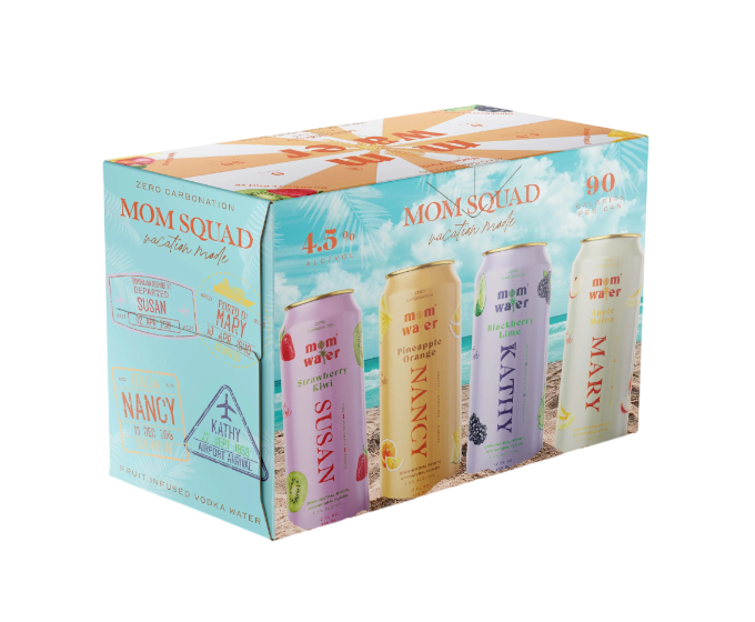 Mom Water Mom Squad Vacation Mode Variety Pack 12oz 8-Pack Can