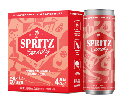 Spritz Society Grape Fruit 8.4oz 4-Pack Can