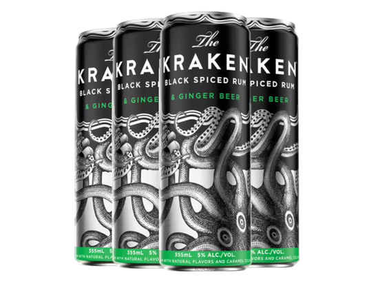 Kraken Black Spiced & Ginger Beer 355ml 4-Pack Can