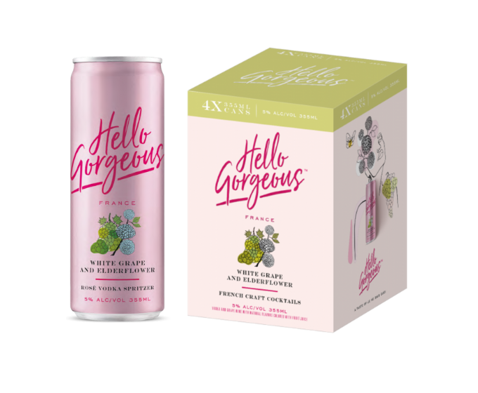 Hello Gorgeous White Grape and Elderflower Rose Vodka Spritzer 355ml 4-Pack Can