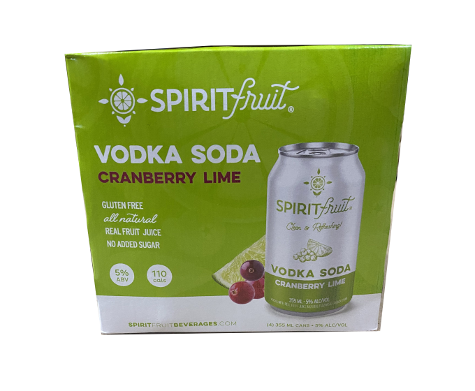 Spiritfruit Sparkling Cranberry Lime With Vodka 12oz 4-Pack Can