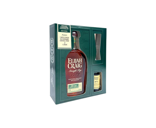 Elijah Craig Straight Rye 750ml (with Jigger and Old Fashioned Syrup)