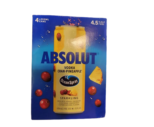 Absolut Cran Pineapple 355ml 4-Pack Can